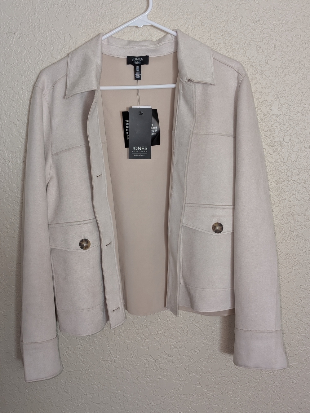 NWT Jones New York Light Cream Suede-Look Jacket
